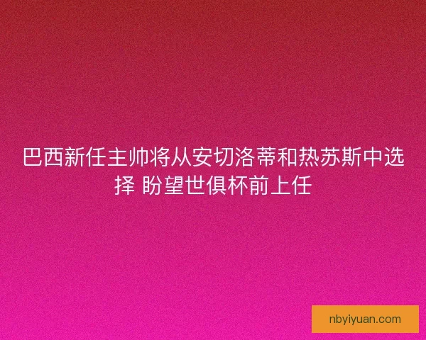巴西新任主帅将从安切洛蒂和热苏斯中选择 盼望世俱杯前上任