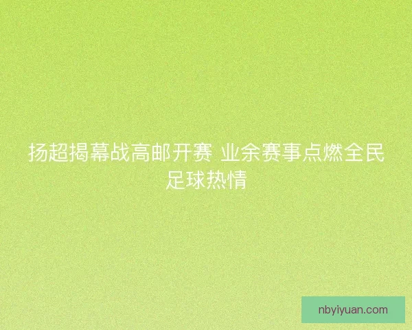扬超揭幕战高邮开赛 业余赛事点燃全民足球热情 扬超揭幕战高邮开赛 业余赛事点燃全民足球热情