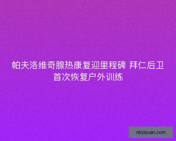 帕夫洛维奇腺热康复迎里程碑 拜仁后卫首次恢复户外训练
