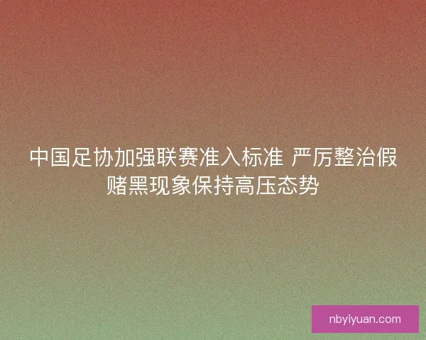 中国足协加强联赛准入标准 严厉整治假赌黑现象保持高压态势